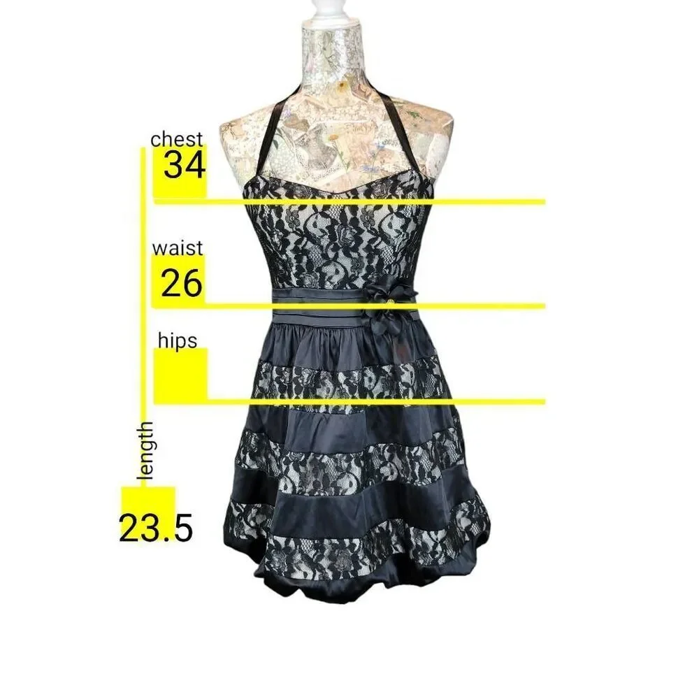 Cocktail Party Evening Black Lacey Layers Satin Strapless Sweetheart Mini Dress